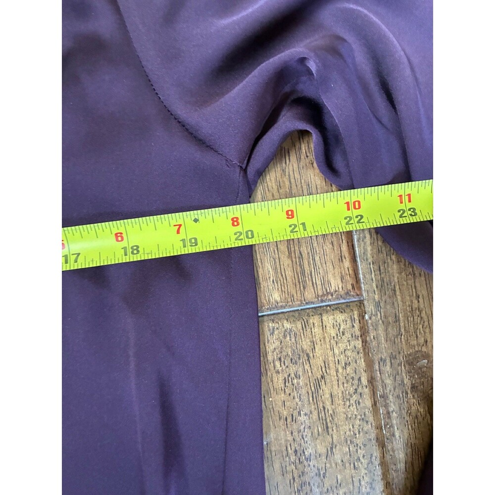 Quince Washable Silk Split Neck Blouse Chocolate Plum Brown Medium Quiet Luxury - Picture 9 of 9